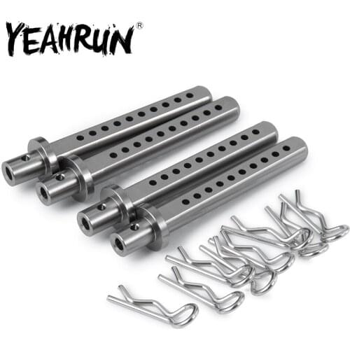 YEAHRUN 4PCS Metal RC Car Shell Column Mount Body Post Holder with R Clips for Axial SCX10 1/10 RC Crawler Car Upgrade parts