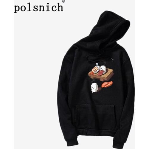 Women Hoodies 2020 Autumn Winter Sweatshirts Cartoon Kawaii Sleep Walking Sushi, Print Fleece Loose Moletom Feminino Pullover