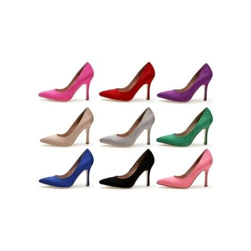 Women Shoes Pumps Sexy Pointed Toe Pumps Flock Dress Boat Shoes High Heels 9.5CM Wedding Shoes Elegant Fashion Party Dress Pump
