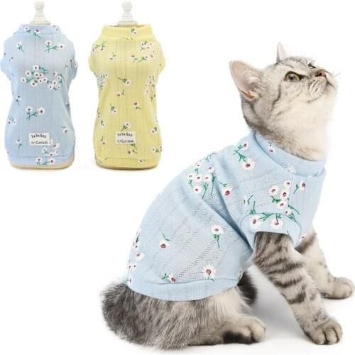 Pet Cat Clothes Summer Cat Vest Daisy T Shirts Costume Mesh Clothes for Small Dogs Chihuahua Cool Puppy Clothes for Kitty