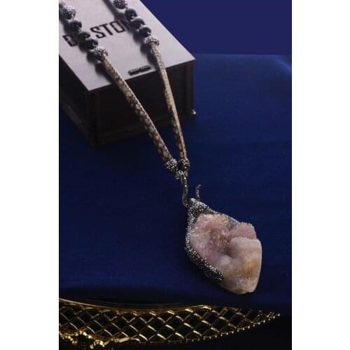 Women desert kuvarsı and onyx necklace 20 hsr23 123165044