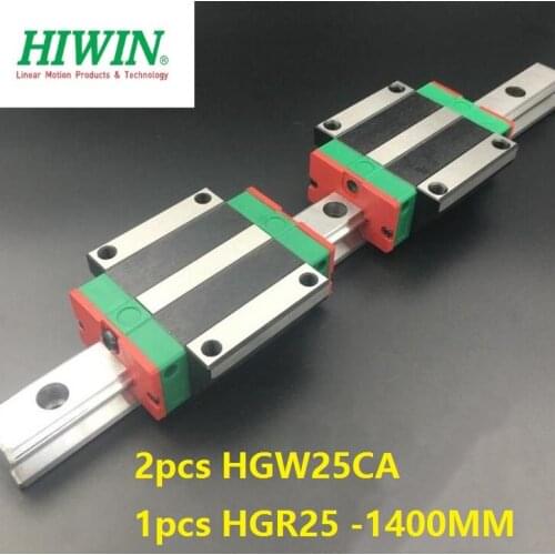 1pcs 100% original Hiwin linear guide rail HGR25 -L 1400mm + 2pcs HGW25CA HGW25CC flange carriage block for cnc