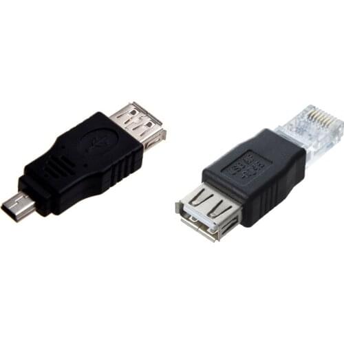 1 Pcs USB a Female to Mini USB B 5 Pin Male Adapter & 1 Pcs Female USB to Male RJ45 8P8C Adaptor Connector