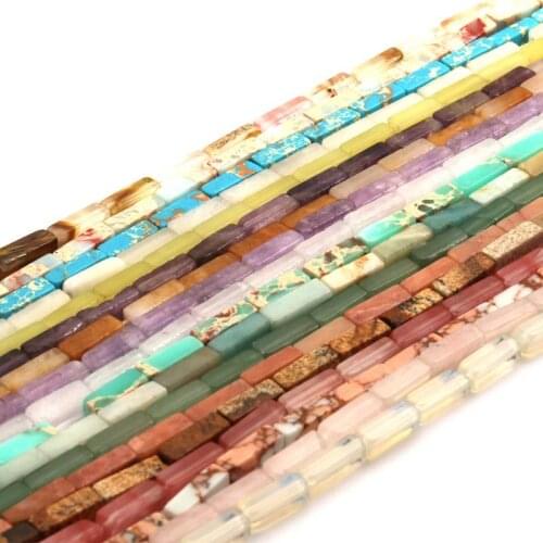 13x4 mm Natural Multi-color Imperial Stone Loose Spacer Beads Square Emperor Stones Handmade DIY Jewelry Bracelet Necklace 15