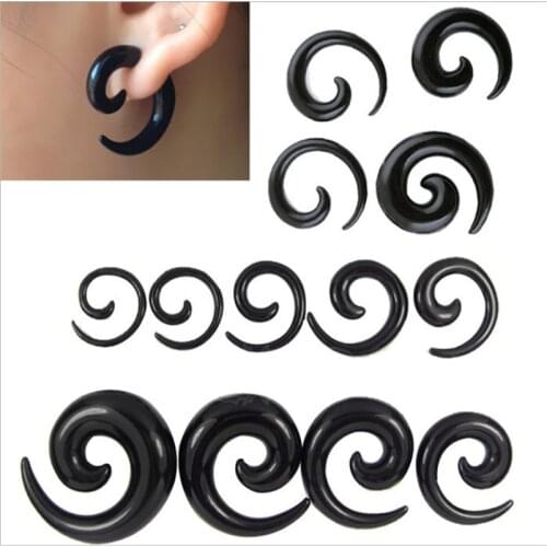 2pcs Ear Expansion Fashion Ear Plug Acrylic Black Cute Animal Snails Spiral Ear Stretcher Expander Sexy Body Piercing Jewelry
