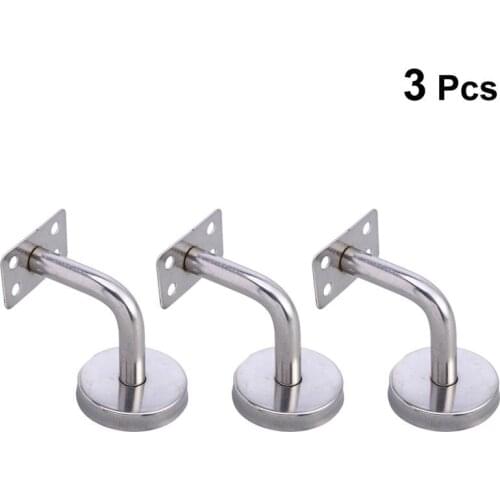 3 PCS Stainless Steel Handrail Wall Mounted Brackets Supports Stainless Steel Solid Support For Wall Stair Handrail (Silver)
