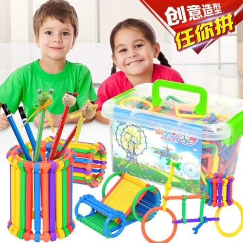 Barreled 320pcs smart stick building blocks Donomi spelling early education puzzle kindergarten childrens toys haha for childre