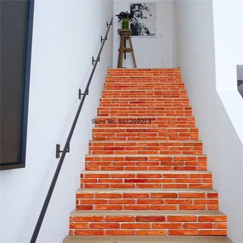 3D DIY Murals Vinyl Escalier Stickers Living Room House Decor Art StepRed Brick Retro Stair Decals Creative Adhesive Waterproof