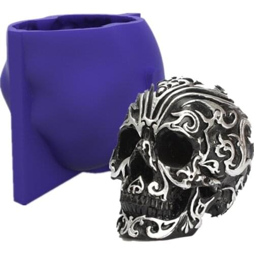 3D Carved Skull Silicone Mold Epoxy Resin DIY Decoration Making Soap Melt Resin Polymer Clay Home Decoration