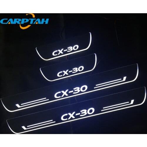 4 PCS Carptah Moving LED Car Light Door Sill Scuff Plate Pathway Dynamic Streamer Welcome Lamp For Mazda CX-30 2019 2020