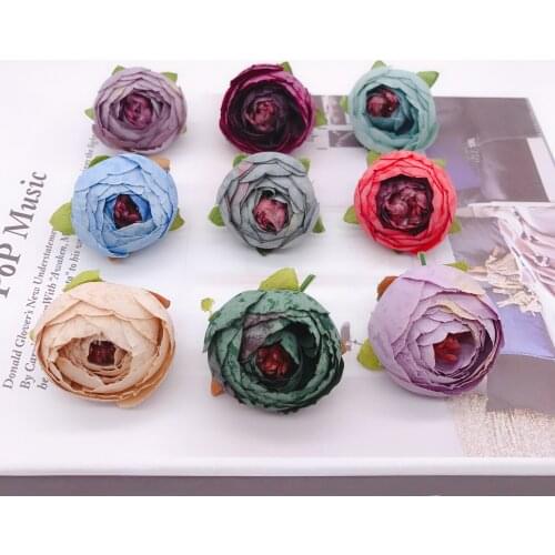 5PCS/lot 3.5 cm cloth simulation rose bud artificial flowers home decoration artificial wedding handmade flowers small tea bags