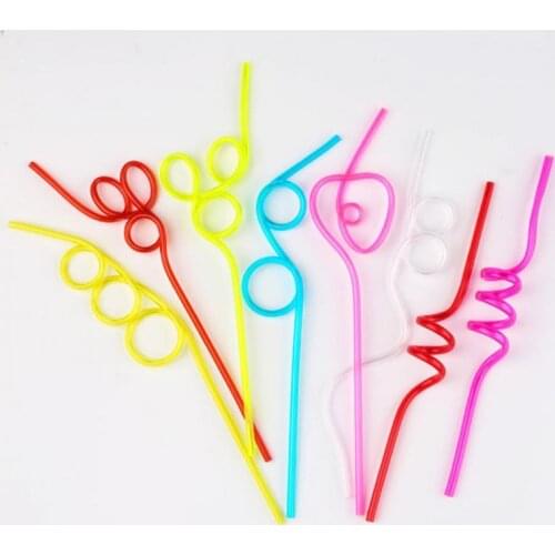 5Pcs Funny Soft Plastic Curly Loop Straw Unique Flexible Drinking Tube Kids Party Bar Accessories Beer Colorful Homebrew
