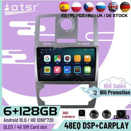 6+128G Carplay Android Player For Chrysler 300C Jeep Dodge 2004 2005 2006 2007 2008 2009 2010 2011 2013 2014 GPS Radio Head Unit
