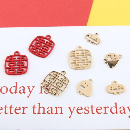 6pcs Wind Red Chinese Knot Handmade Accessories Accessories Earrings Accessories Letter Metal Diy Sell Classic Women Wholesale