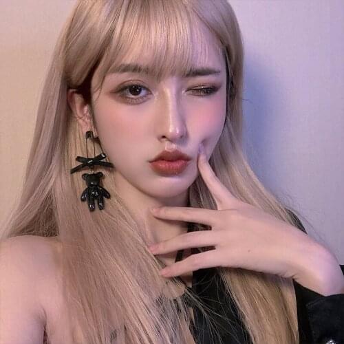 925 Silver Needle Earring Hiphop Gothic Dangle Earrings Cute Bear Halloween Fashion Luxury Retro Accessoires Cool Girl Gift Ring