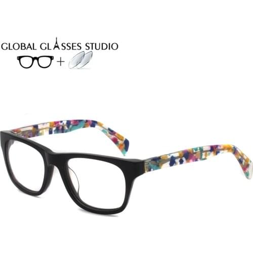 Acetate Eyeglasses Frame Square Prescription Glasses New Womens Myopia Optical Frames Spectacles Eyewear 208 C1