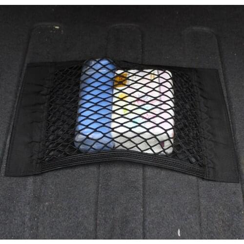 Car Accessories Styling Trunk Storage Elastic String Net Mesh Bag Car Magic Tape Sticking Holder Pocket Organizer car storage