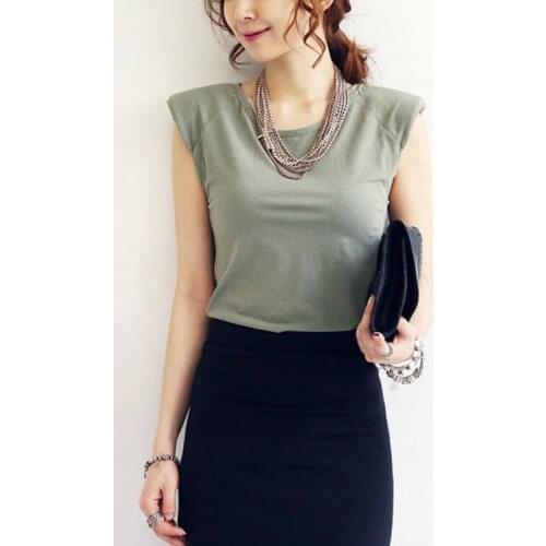 Summer Sleeveless Top Female O Neck White Green Women Blouse Shirt Ladies Loose solid Chic Casual Blouses Black 2020 Cotton