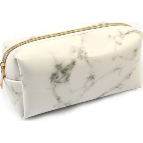 Large Cute Pencil Case Pen Box Zipper Bags Marble Makeup Storage School Supplies for Girls