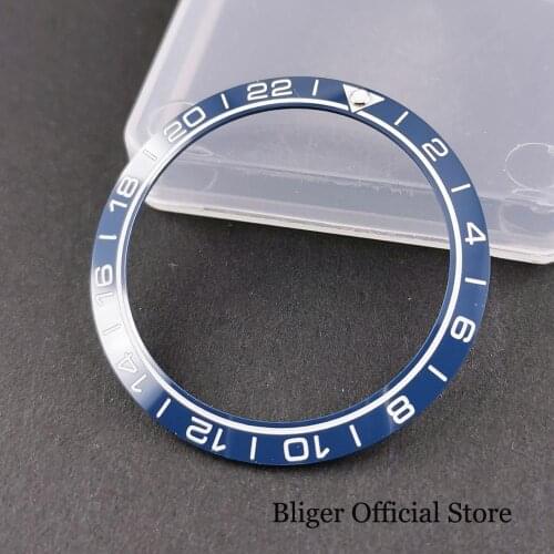 38mm Watch Bezel Insert with Blue with White /Gold Marks Fit 40mm Automatic Men Watch