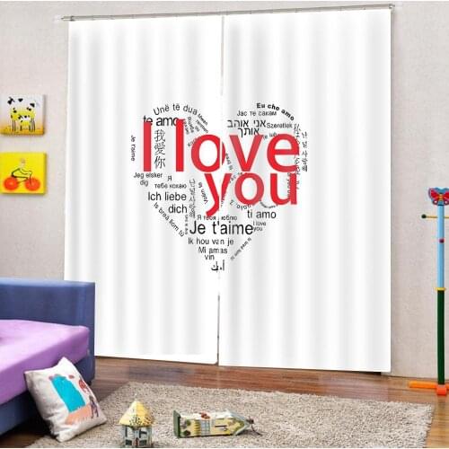 Cstom size Letter love curtains for girl room wedding curtains 3d Digital print home drapes