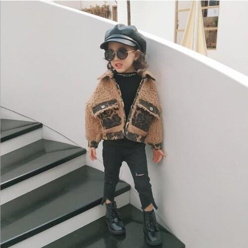 2020 Korean style fashion girls fleece coat patchwork full sleeve autumn winter girls coat 2-7t F760