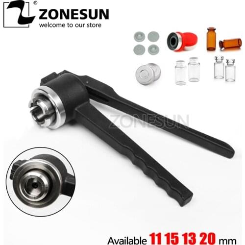 ZONESUN 30mm Stainless Steel decapper tool, manual Crimper / Capper / Vial WITH EMPTY UNSTERILE VIALS LIDS AND RUBBERS