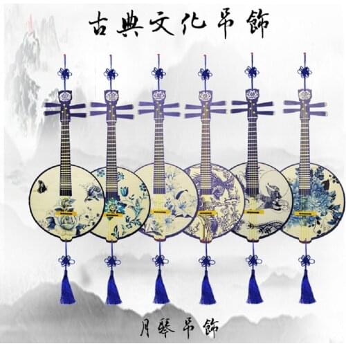 Chinese wind wood hanging ornaments classical instruments music hanging ornaments pipa corridor hanging ornaments Wind chimes