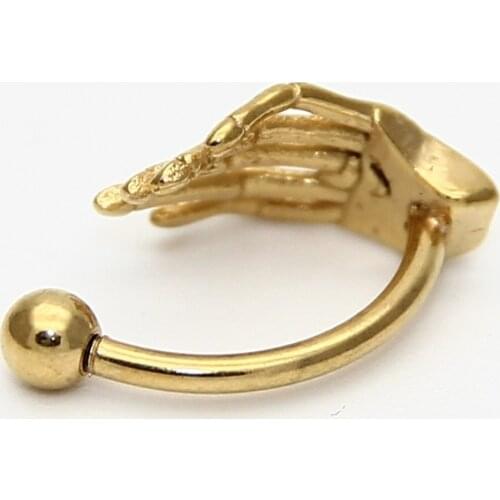 ZLDYOU Stainless Steel Gold Eyebrow Rings Hand Claw Ear Tragus Earring Skull Claw Belly Rings Body Piercing Jewelry Women Men