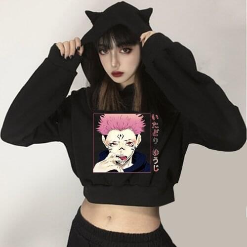 Jujutsu Kaisen Gojo Satoru Short Hoodies Sweatshirts 2021 Autumn Winter Loose Hooded Sweatshirt Casual Pullover