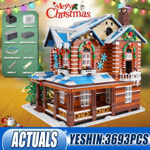 Mould King 16011 Creative Toys Streetview Building Blocks LED Light Winter Christmas House Model Bricks Kids DIY Birthday Gifts