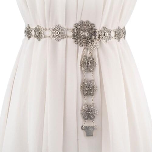 2021 new fashion flower string metal wide waist chain women'versatile skirt sweater universal accessories temperament belt