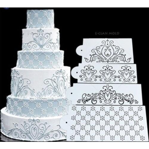 New Diy Bohemian 29 Style Plastic Sugar Sieve Mold Fondant Printing Hollow Wedding Cake Edge Decoration Template Baking Tools
