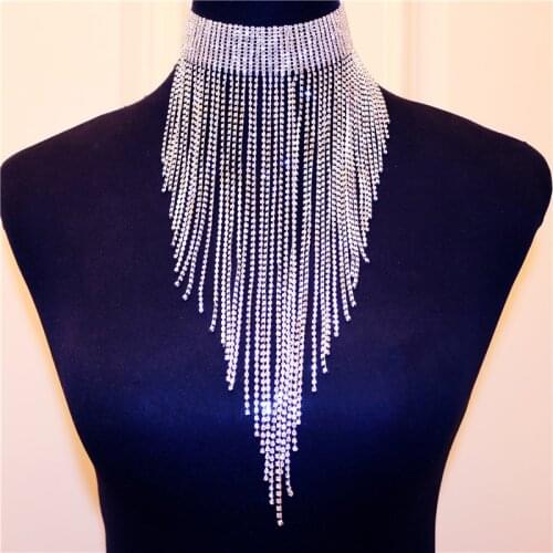 New Fashion Style Tassel Rhinestone Necklace Charm Womens Leisure Party Accessories Shining Crystal Jewelry Necklace Gift