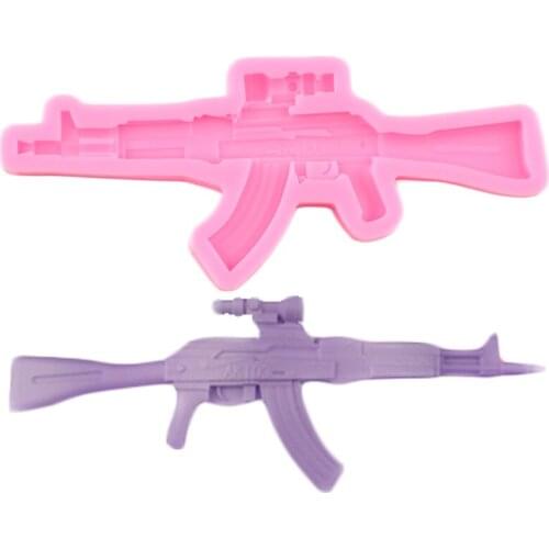 Pistol Toy Gun Silicone Mold Baby Birthday Cupcake Topper Fondant Molds DIY Cake Decorating Tools Candy Chocolate Gumpaste Mould