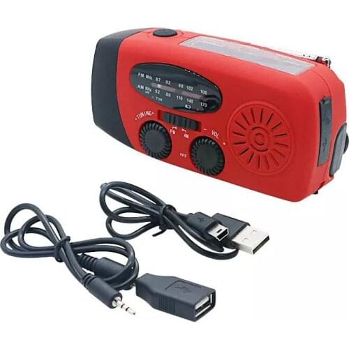 Portable Solar LED Flashlight Multi-function Radio Hand Cranking AM/FM Radio Phone Power Bank for Hurricane Camping Outdoor