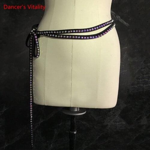 Belly Dance Belt Diamond-Studded Manual Waist Chain Oriental Dancing Female High-End Rhinestone Performance Accessories