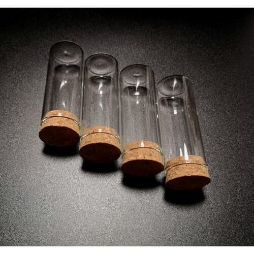 10/20/50Pcs 15ml 25ml Flat Bottom Test Tubes with Cork Stopper Glass Wishing Storage Bottle Jars For Laboratory Tests or DIY