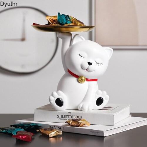 Simple Creative Cute Cat Storage Tray Resin Crafts Housewarming Gift Desk Home Living Room Entrance Key Storage Decoration