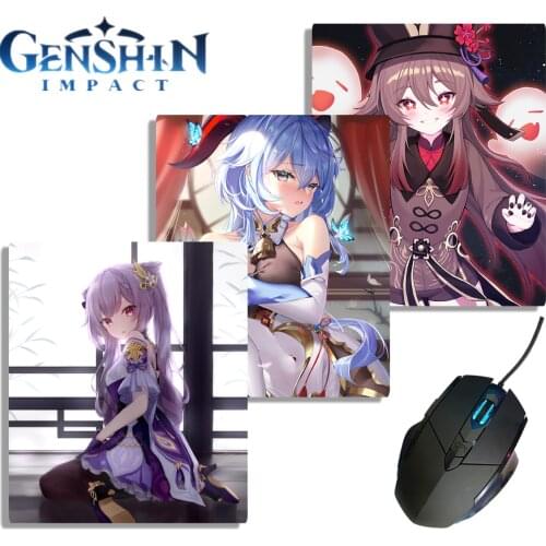 Genshin Impact Anti-Slip Computermats Hutao Ganyu Diona Qiqi Mate Gaming Mouse Pad Laptop Gamer Play Mats Anime Printing Cute