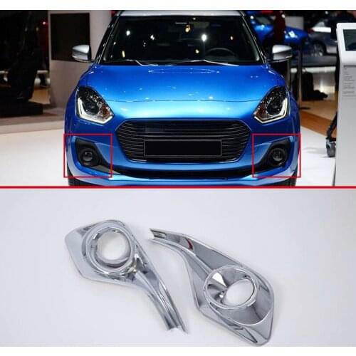 Car Styling 2PCS ABS Chromed Exterior Accessories Front Fog Light Lamp Cover Trim For Suzuki Swift Hatchback 2018 2019