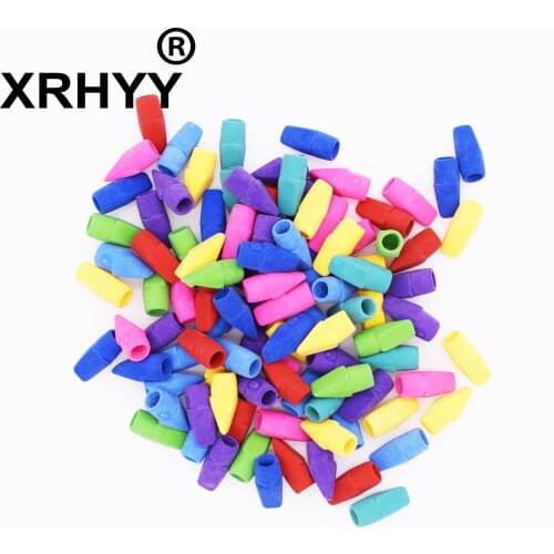 XRHYY 100 Pieces Assorted Colors Pencil Cap Erasers