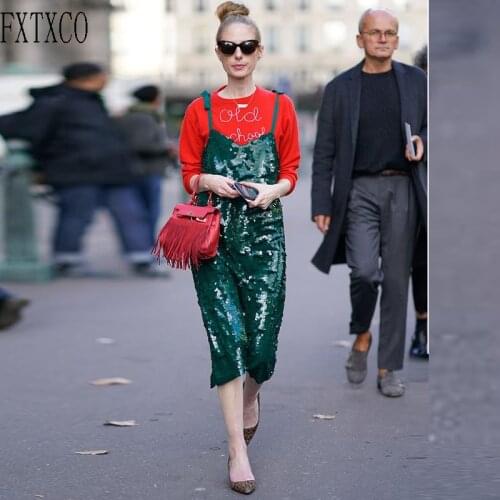 Dark Green Spaghetti Straight Sequined Dresses Streetwear Wear Trends Customize Zipper Back Sweet Girls Party Dress Evening Gown