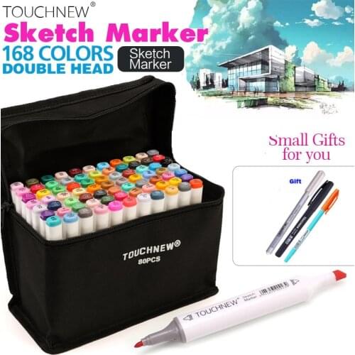 TOUCHNEW 80 Colors Art Marker Set Alcohol Based Sketch Marker Pen For Drawing Manga Design Artist Architecture Supplies