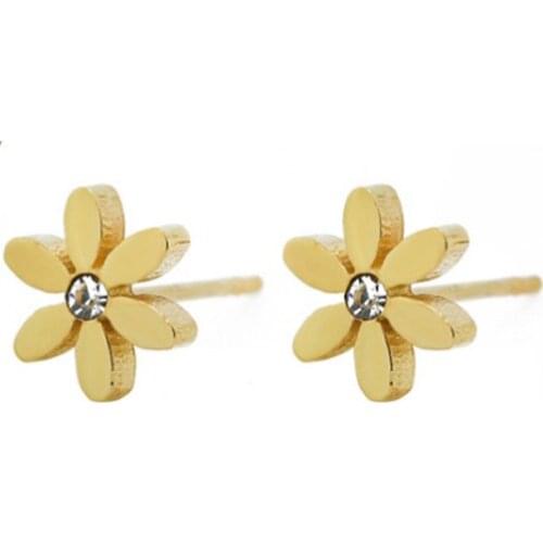 Fairladyhood Jewelry New Design Stainless Steel Jewelry Six Leaf Clover Flower Stud Earrings
