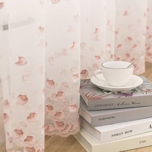 2021 Modern and Simple Pink and White Fallen Leaf Curtain Semi-shading Finished Custom Curtains for Living Dining Room Bedroom