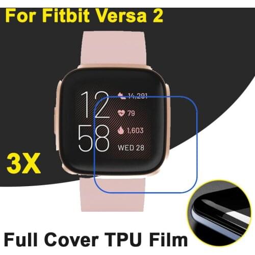 3pcs/lot Full Cover Soft TPU Anti-Scratch Protective Films For Fitbit Versa 2 Versa2 Sport Band SmartWatch Screen Protectors