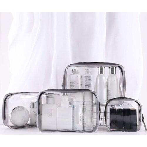1 X Cosmetic Bag PVC Transparent Zipper Pockets 4 Sizes Travel Make Up Organizer Waterproof Storage Bathroom Toiletry Wash Sacks