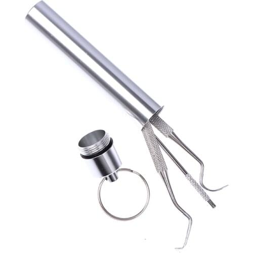 1SET Stainless Steel Toothpick Set With Portable Toothpick Holder Outdoor Household Travel Seal Storage Container Box Case