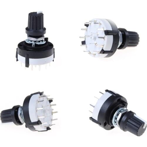 1pc 3P4T Single Deck Rotary Switch Band Selector 3 Pole 4 Position with Knob Black